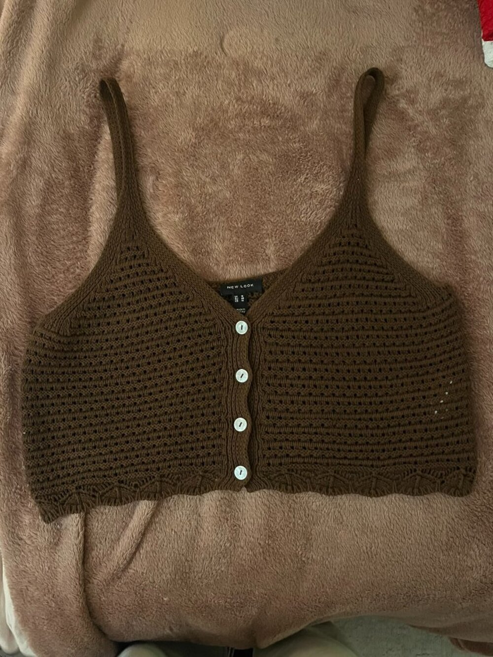 Brown Knit Button Top
